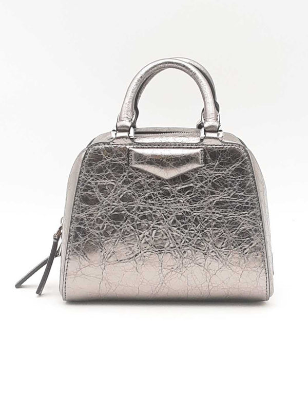 Givenchy Antigona Nano Cube Metallic Silver Top Handle Bag Eb0425pxzsa