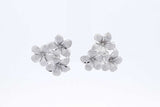 14k White Gold Trio Of Plumeria Blosoms Stud Earrings 2.4 Grams Eb0226rxde