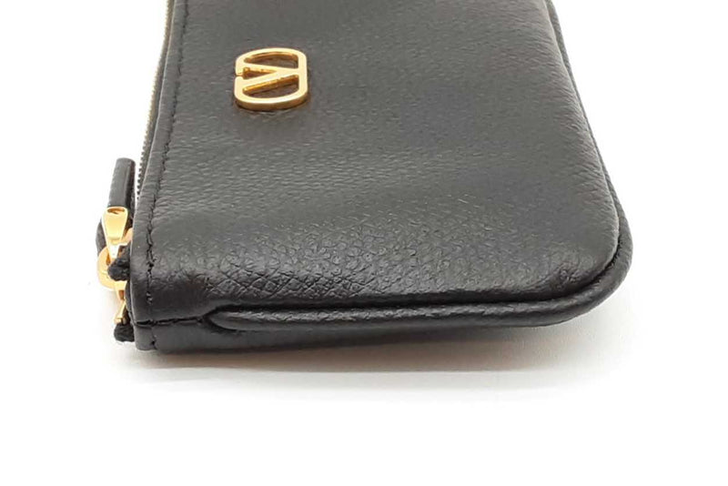 Valentino Garavani Vlogo Signature Leather Key Ring Pouch Wallet Eb1125lxzde