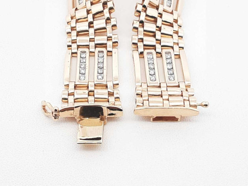 1.80 Cttw Diamond & 14k Gold Alternating Link Bracelet 48g 8.5 Inch Fworzxdu