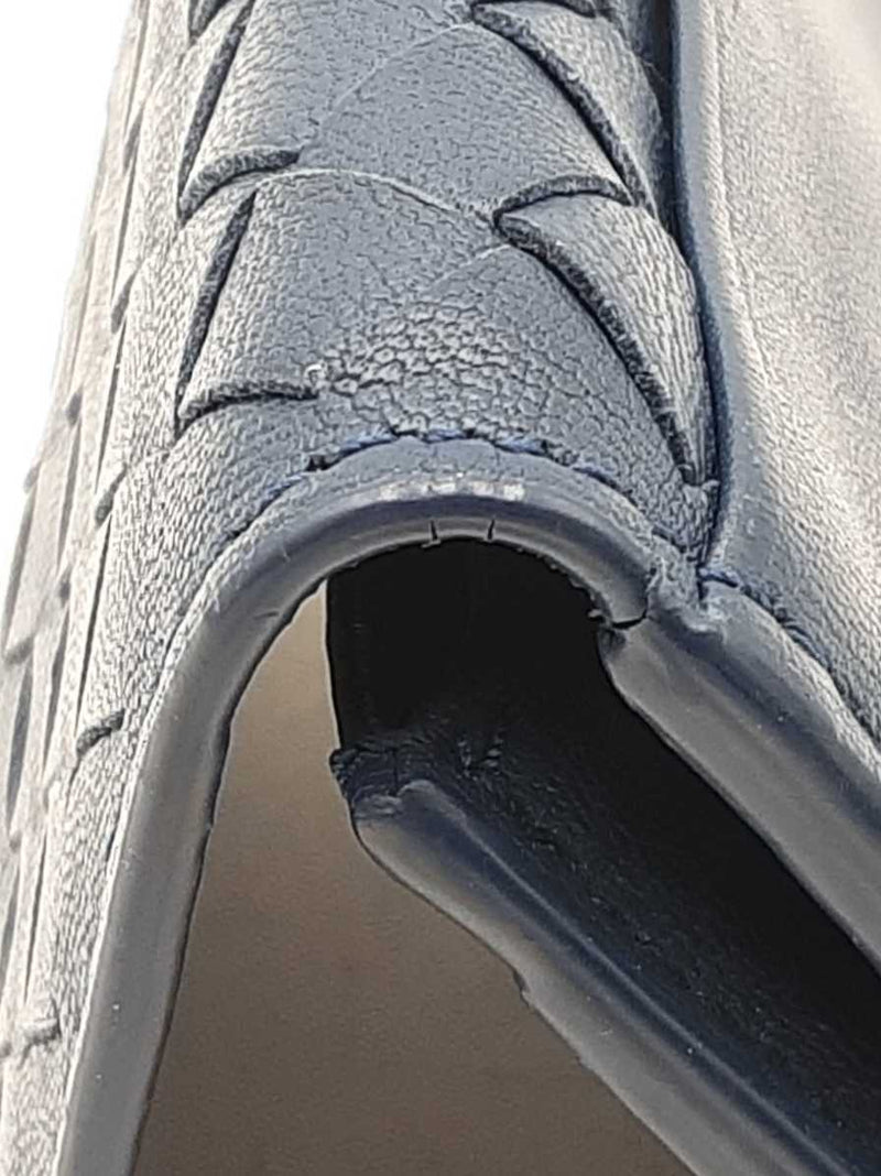 Bottega Veneta Intrecciato Card Wallet In Navy Blue Leather Fw1025ozxdu