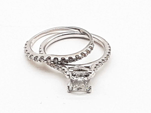 14k White Gold Princess Diamond Wedding Ring Set Size 5.5 Doorxzde 144020014044