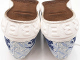 Burberry Equestrian Knight Sneakers In White & Blue Canvas Size 10.5 Fw0926wxzdu