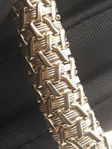 14k Yellow Gold Basket Weave Link Necklace 30.1 Grams 17 Inch Fw0326leordu