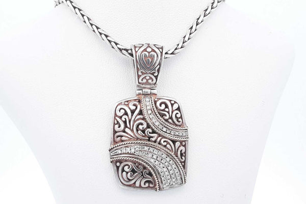 Effy Diamond Sterling Silver & 18k Accented Pendant With Chain 27g Eb0824wxzsa