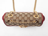 Gucci Marmont Flap Bag In Matelassé Gg Canvas & Red Leather Fw0925rzxdu