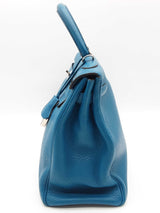 Hermes Kelly 35cm Cobalt Blue Clemence Palladium Shoulder Bag. Do0126lzxzxde