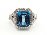 Blue Topaz 14k White Gold 5.3g Ring Size 4.75 Do0826prxde