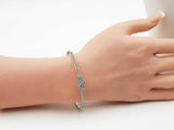 0.42 Cttw Diamond Floral Cluster Bangle Bracelet In 10k White Gold 8.2 Grams 7 Inch Fw0626pxzdu