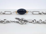 David Yurman 925 Silver, 18k Gold & Onyx Figaro Chain 38.6g 16 Inch Fw0326lcrdu