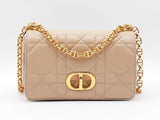 Christian Dior Small Soft Caro Bag In Beige Macrocannage Lambskin Fw0326srxdu