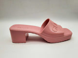 Gucci Pink Rubber Platform Sandal Slides Size Eu 39/ Us 9 W Do0624lxzde