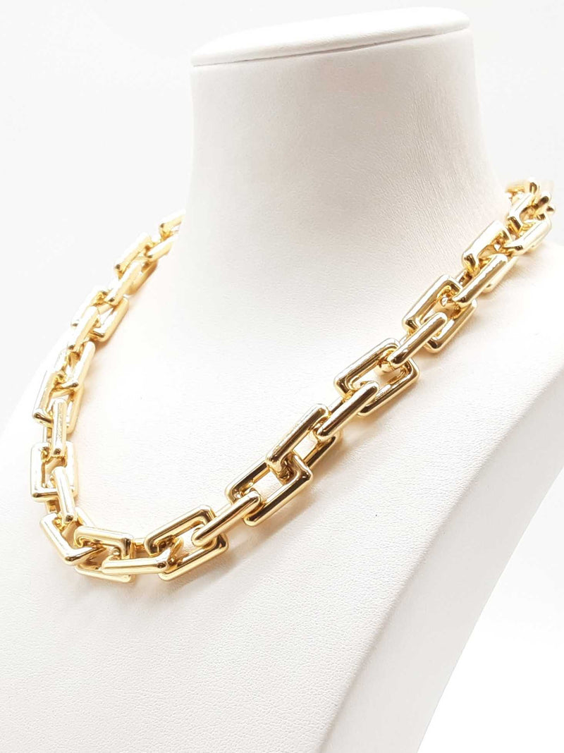 18k Yellow Gold 45.4g 16in 10mm Chunky Square Chain Lh1124oxzxde