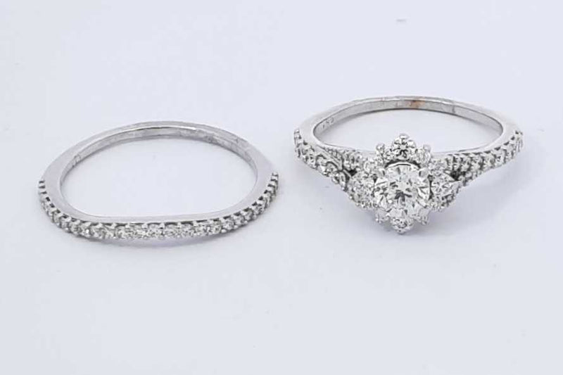 1.27ctw Diamond Wedding Set In 14k White Gold 5.7 Grams Size 8.5 Eb1125roxdu