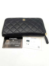 Chanel Quilted Leather Navy Blue Zip Around Wallet Eb0125oxzsa