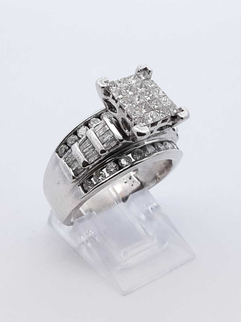 2.08 Cttw Mixed-cut Diamond & 10k White Gold Ring 8.6 Gram Size 7.75 Fw0625prxdu