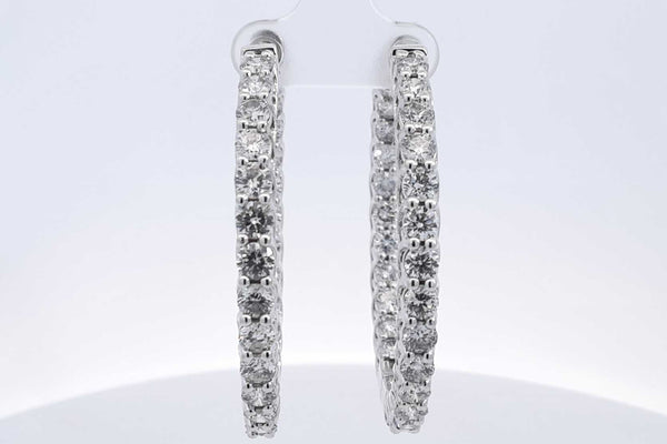 9.36ctw Diamond Inside Out Hoop Earrings 14k White Gold 23.7 Grams Eb0325rxxzsa