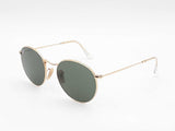 Ray-ban Round Metal Sunglasses In Arista Gold-tone With Green Lenses Fw1026czdu