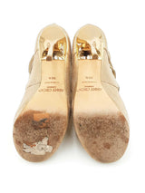 Jimmy Choo Loila Gold Metallic Strappy Peep Toe Heels Size 35.5 Fw0824sxdu