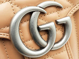 Gucci Marmont Small Shoulder Bag In Beige Matelassè Aria Calfskin  Fw0326exzdu