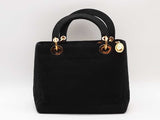 Christian Dior Cloth Quilted Lady Dior Bag Black Aa0726przsa