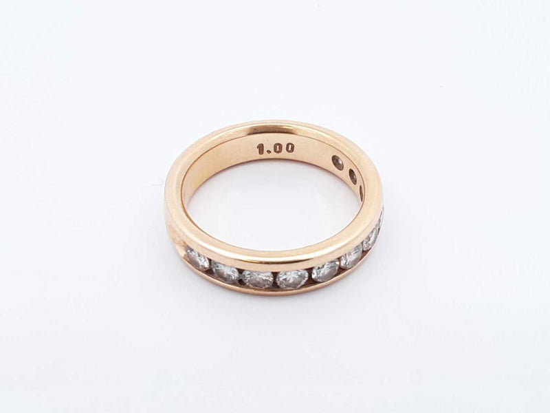 1.0 Ctw Channel-set Diamond & 14k Yellow Gold Ring 5.5 Grams Size 7 Fw0925orzdu