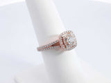 0.24 Cttw Diamond & 14k Rose Gold Double Halo Ring 4.1g Size 6.75 Fw0426woxdu