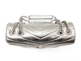 Yves Saint Laurent Lou Lou Chain Satchel In Silver Crumpled Calfskin Fw1025rxzdu