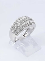 1.10 Cttw Diamond & 14k White Gold Five-row Ring 6.2 Grams Size 6.5 Fw0925pordu