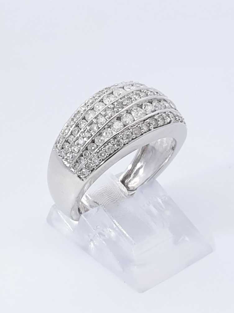 1.10 Cttw Diamond & 14k White Gold Five-row Ring 6.2 Grams Size 6.5 Fw0925pordu