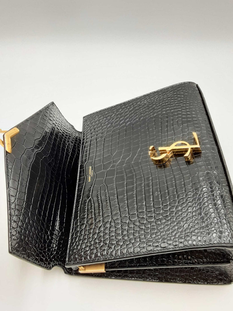 Yves Saint Laurent Cassandra Crocodile Embossed Leather Top Handle Eb0125lxxzdu