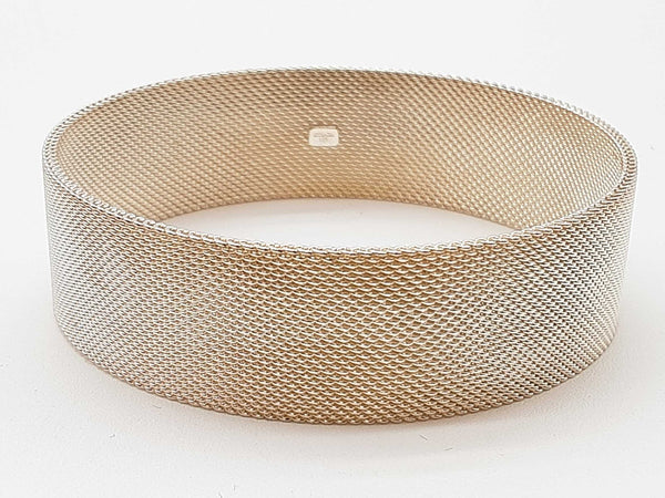 Tiffany & Co Somerset Mesh 0.925 Silver 32.3g Bangle Bracelet 7.5 In Do0824lrxde