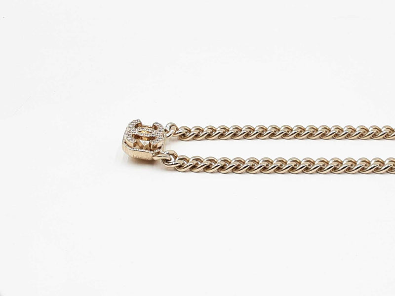 Chanel Cubic Zirconia Cc Cuban Link Necklace 18 Inch Fw0925wxzdu