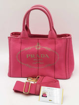 Prada Canapa Pink Canvas Tote Bag Eb0726oxzdu