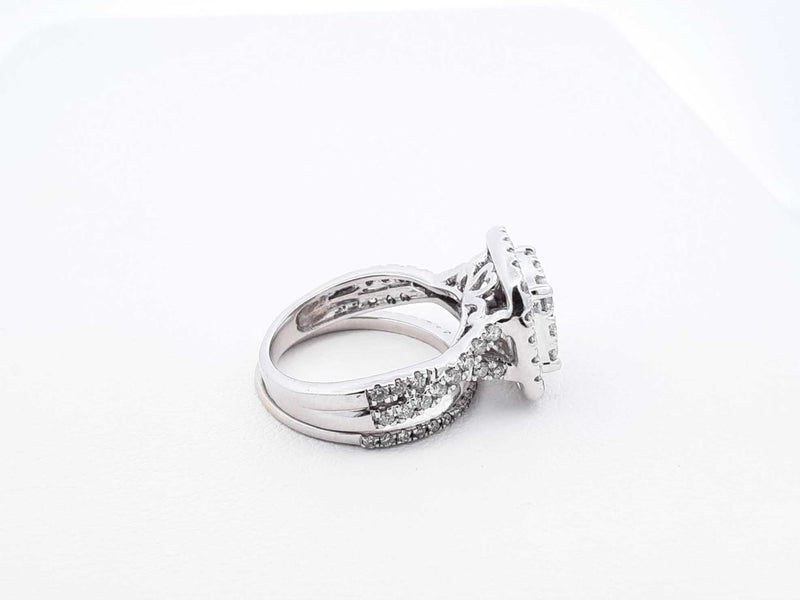 1.98 Cttw Diamond & 14k White Gold Bridal Set 6 Grams Size 5 Fw0125lzxdu