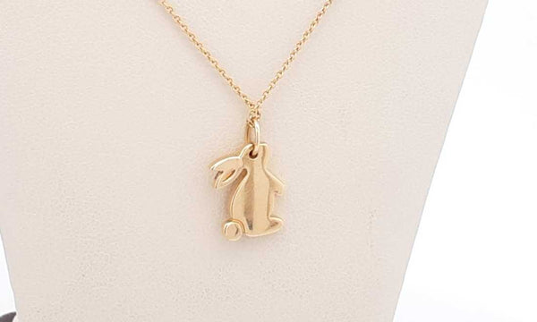 Tiffany & Co. 18k Yellow Gold Snuggle Bunny Necklace 16 In Ebwzxsa 144010019807
