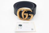 Gucci Black Leather Belt With Gold-tone Gg Buckle Size 80/32 Eb0426lrxsa