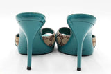 Gucci Gg Monogram Canvas & Turquoise Heels Size 9 Eb1225exdu
