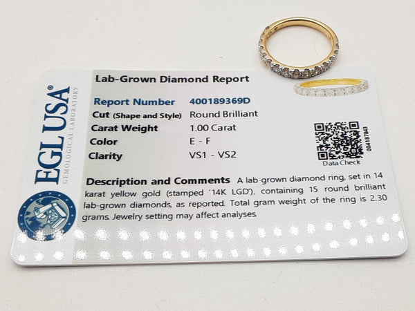 1.00 Cttw Lab Grown Diamonds 14k Yellow Gold 2.3g Ring Size 7 Do0525wwode