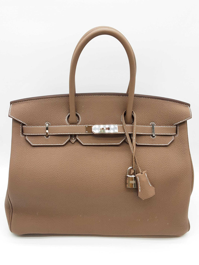 Hermes Birkin 35 Etoupe Brown Togo Palladium Handbag Do0325loxzxde