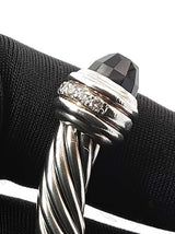 David Yurman Cable Classic 7mm Cuff Bracelet In Onyx, Diamonds, & Sterling Silver 42.6 Grams 7 Inch Fw0726orzdu