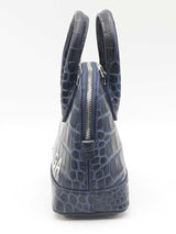 Balenciaga Ville Crocodile Embossed Blue Leather Top Handle Bag Eb0425lrxsa
