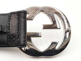 Gucci Interlocking G 40mm Belt In Black Guccissima Leather Size 40 Fw0926lrxdu
