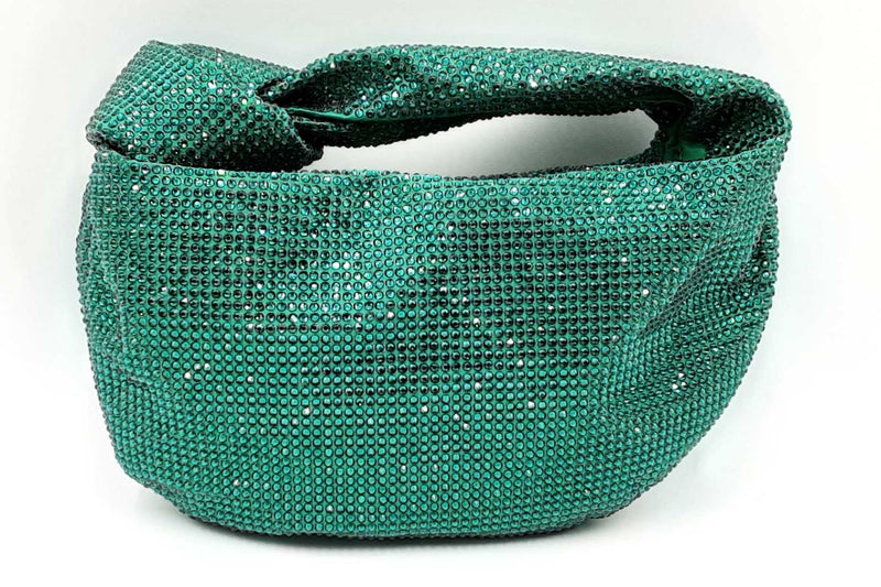 Bottega Veneta Crystal Embellished Green Satin Mini Hotfix Jodie Eb0724exzdu