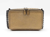 Bottega Veneta Camera Bag In Metallic Gold Grained Leather Fw0726wxzdu
