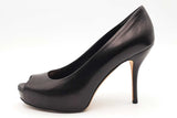 Gucci Black Leather Peep Toe Platform Heels Size 36.5 Eb0526crsa