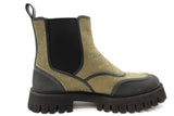 Gucci Green Gg Jacuqard Canvas Ankle Chelsea Boots Size 40 Eb0326lerde