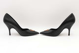 Versace Virtus 100 Black Leather Pointed- Toe Pumps Size Eu 38 Us 8 Fw0525lxzdu
