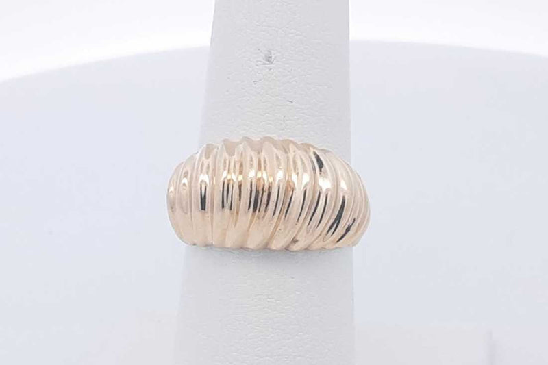 14k Yellow Gold Ribbed Dome Ring 7.2 Grams Size 6.5 Eb1224owxsa