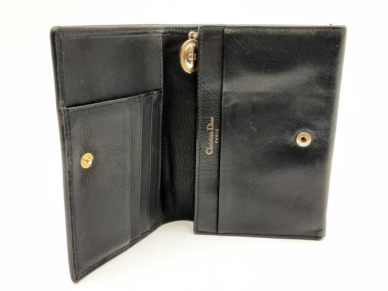 Christian Dior Black Leather Wallet Fw0225lrxdu